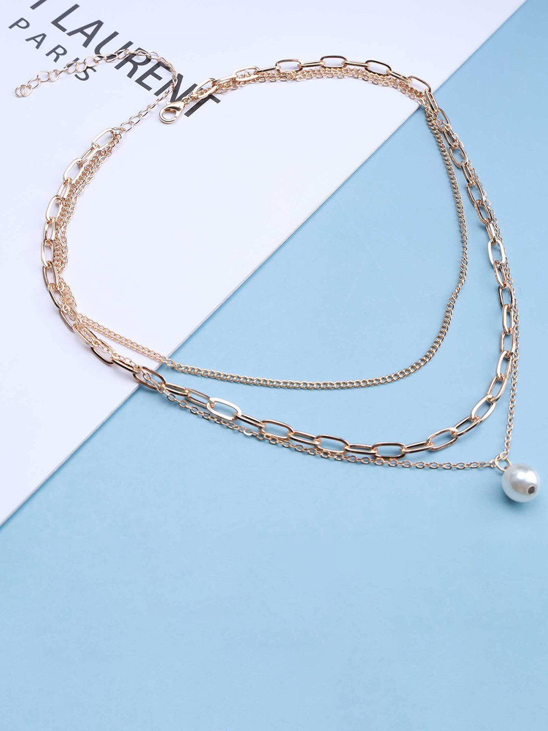 VAGHBHATT Gold-Plated Layered Necklace With Pearl