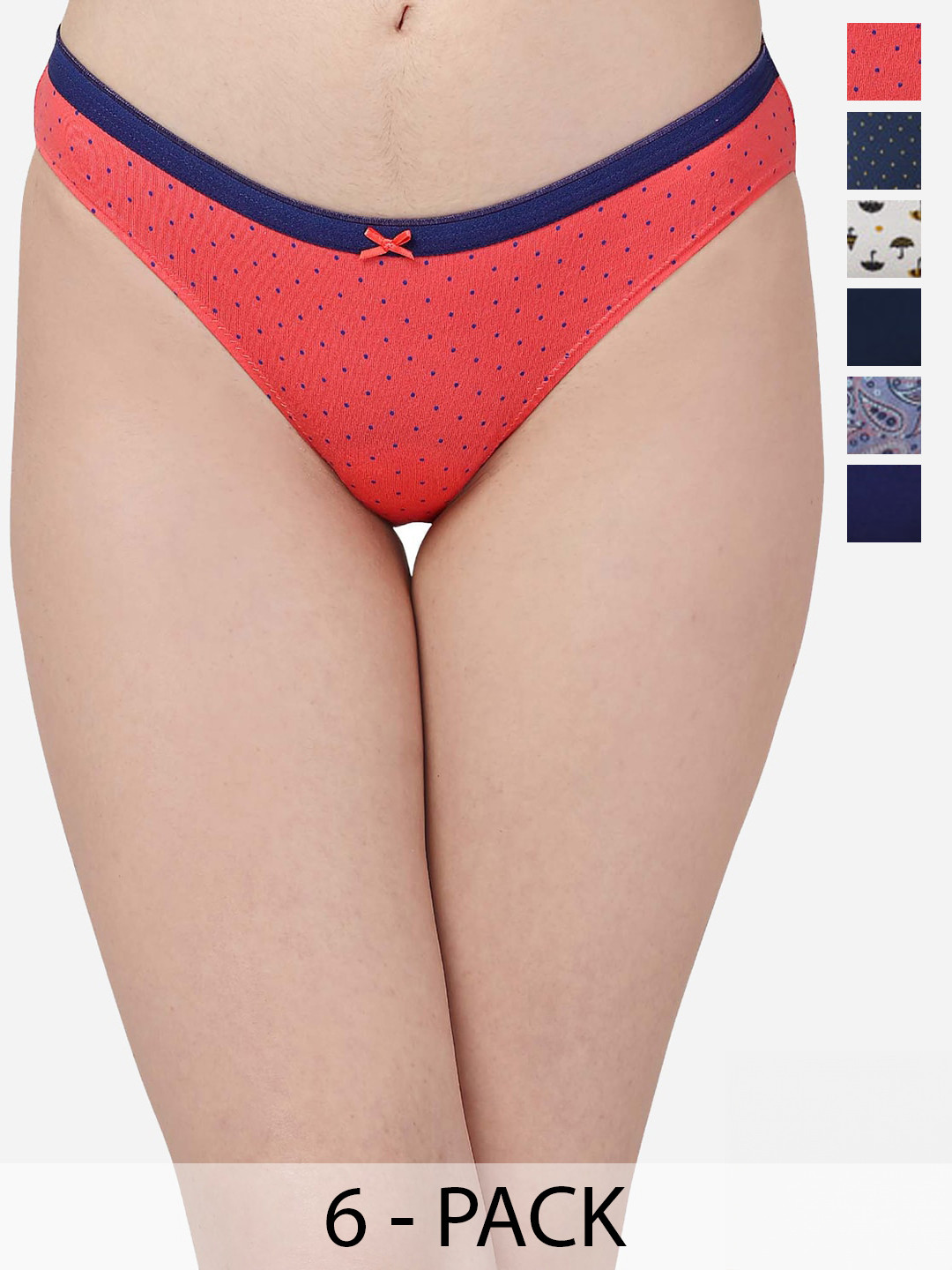 Soie Pack Of 6 Printed Basic Briefs