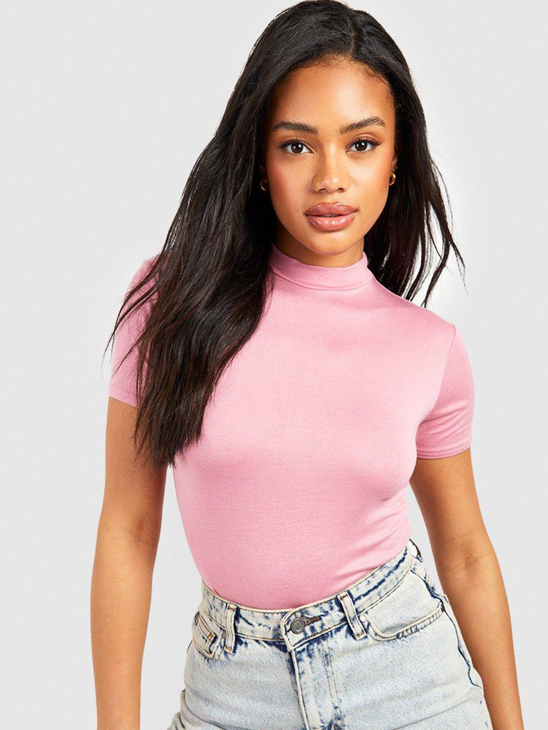 Boohoo Fitted High Neck Top