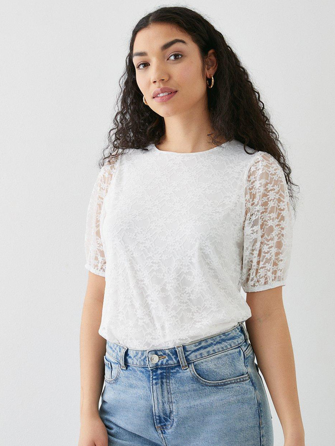 DOROTHY PERKINS Lace Puff Sleeves Top