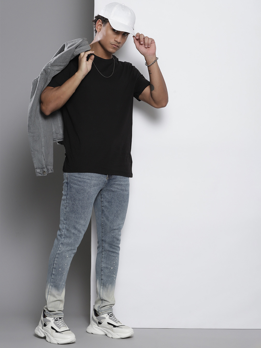 boohooMAN Skinny Fit Light Fade Ombre Stretchable Jeans