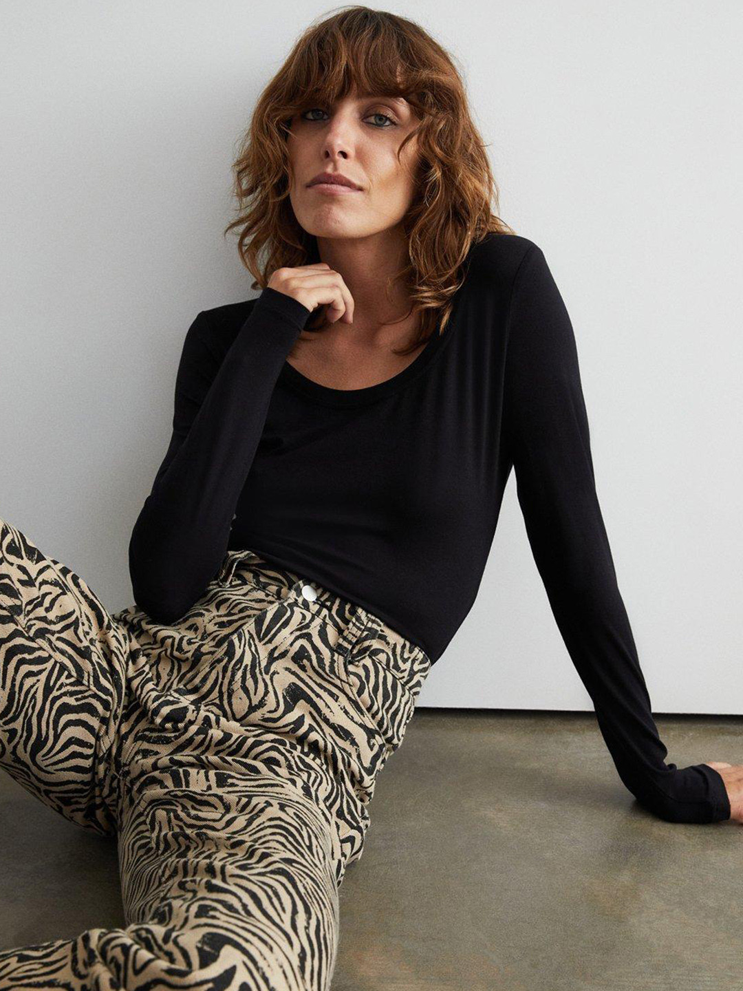 WAREHOUSE Scoop Neck Long Sleeve Top