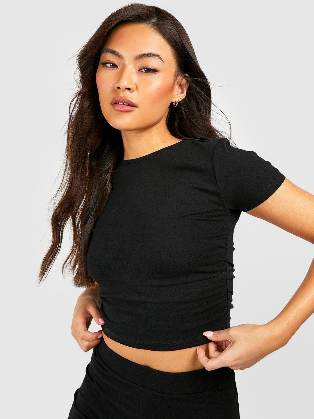 Boohoo Ruched Crop Top