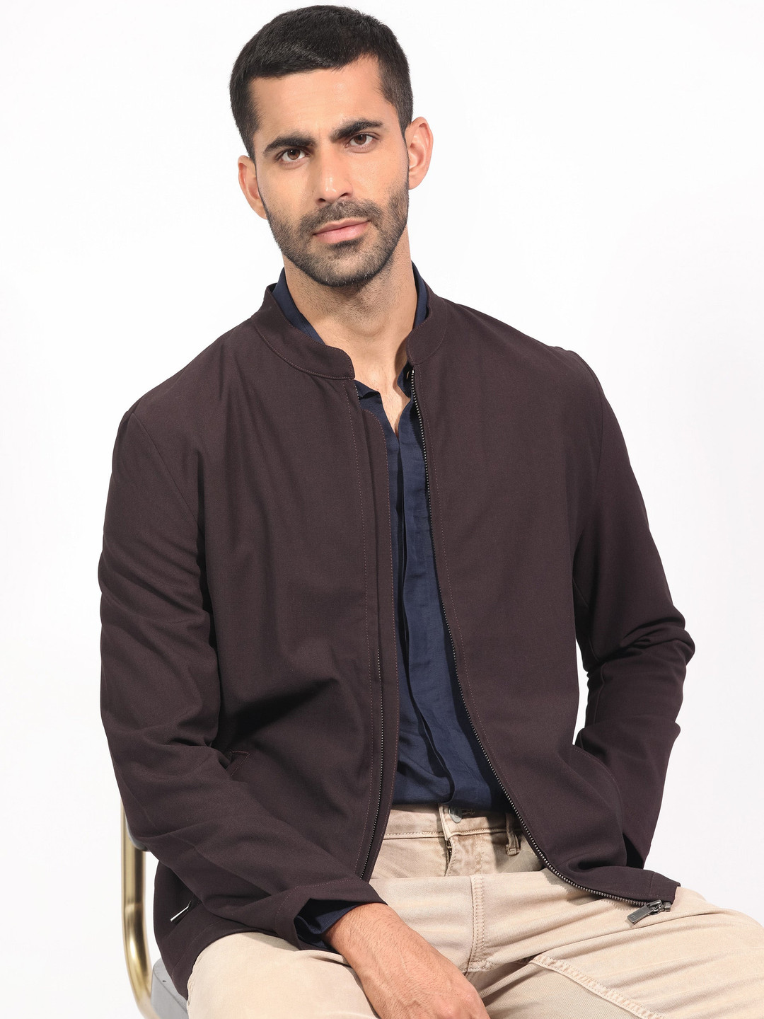 RARE RABBIT Men Rion Tailored Fit Mock Collar Jacket