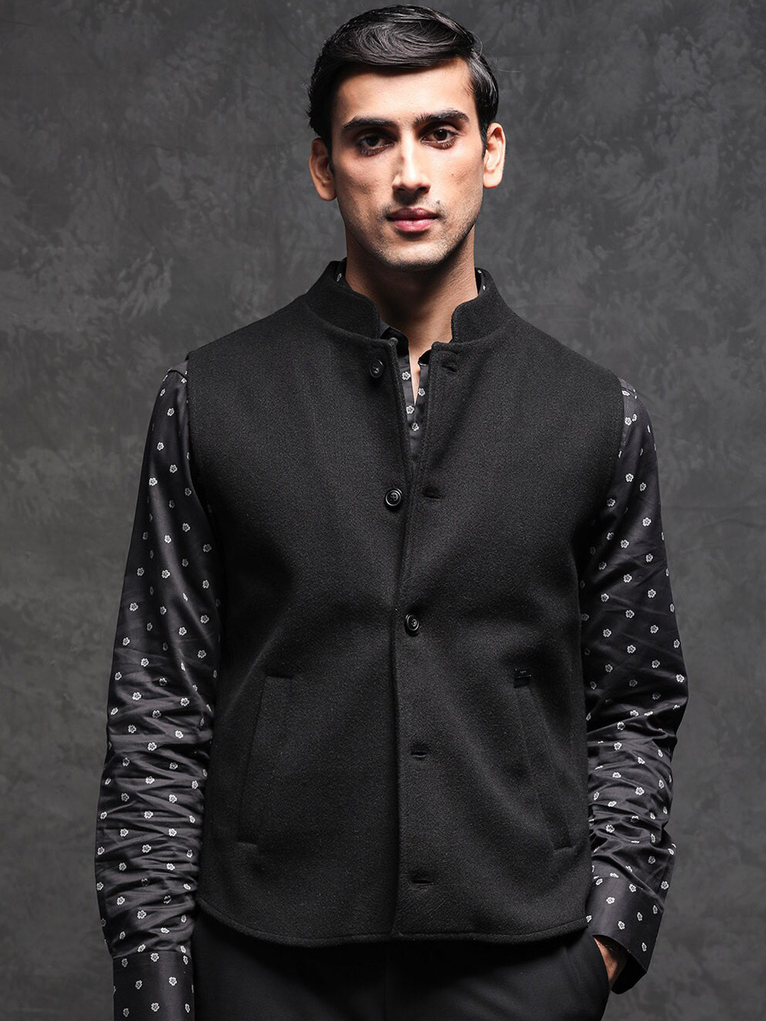 RARE RABBIT Men Thermo Tailored Fit Mandarin Jacket