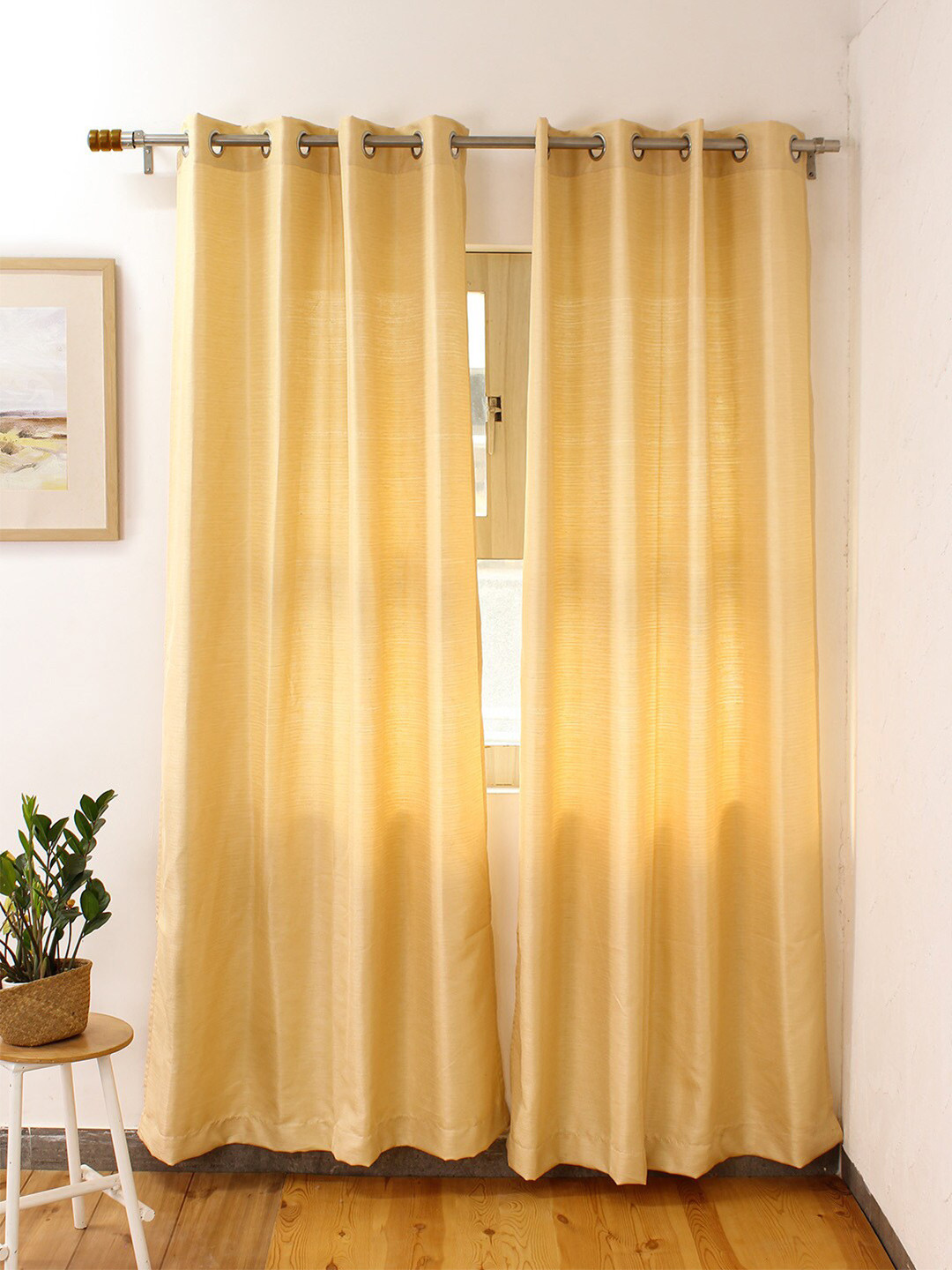 House This Narmada Gold-Toned Textured Long Door Curtain