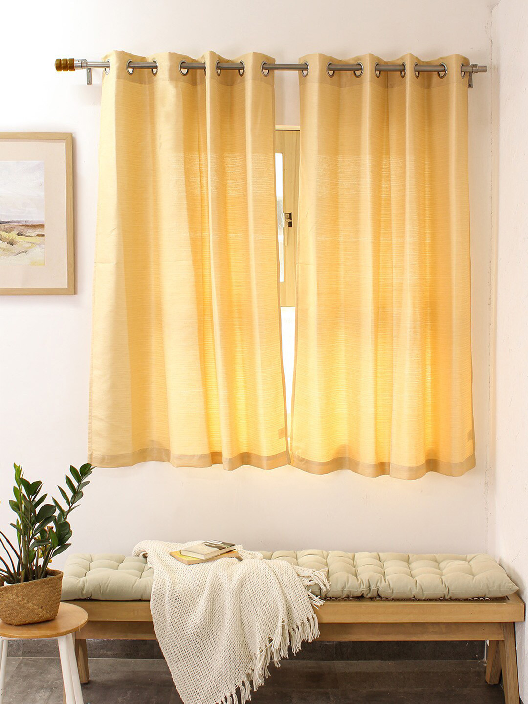 House This Narmada Gold-Toned Solid Window Curtain