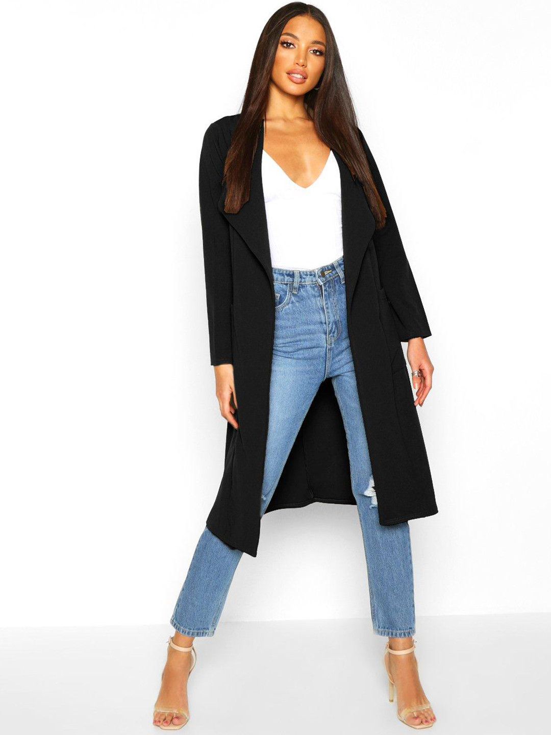 Boohoo Shawl Collar Longline Shrug