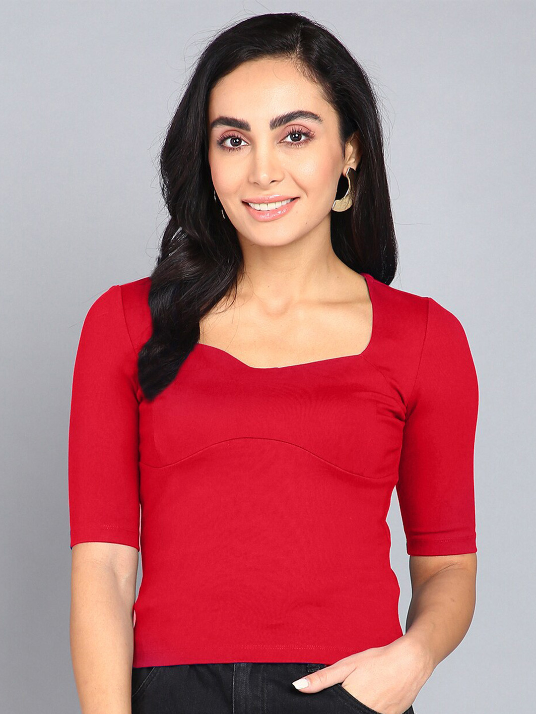 Mast & Harbour Square Neck Empire Crop Top