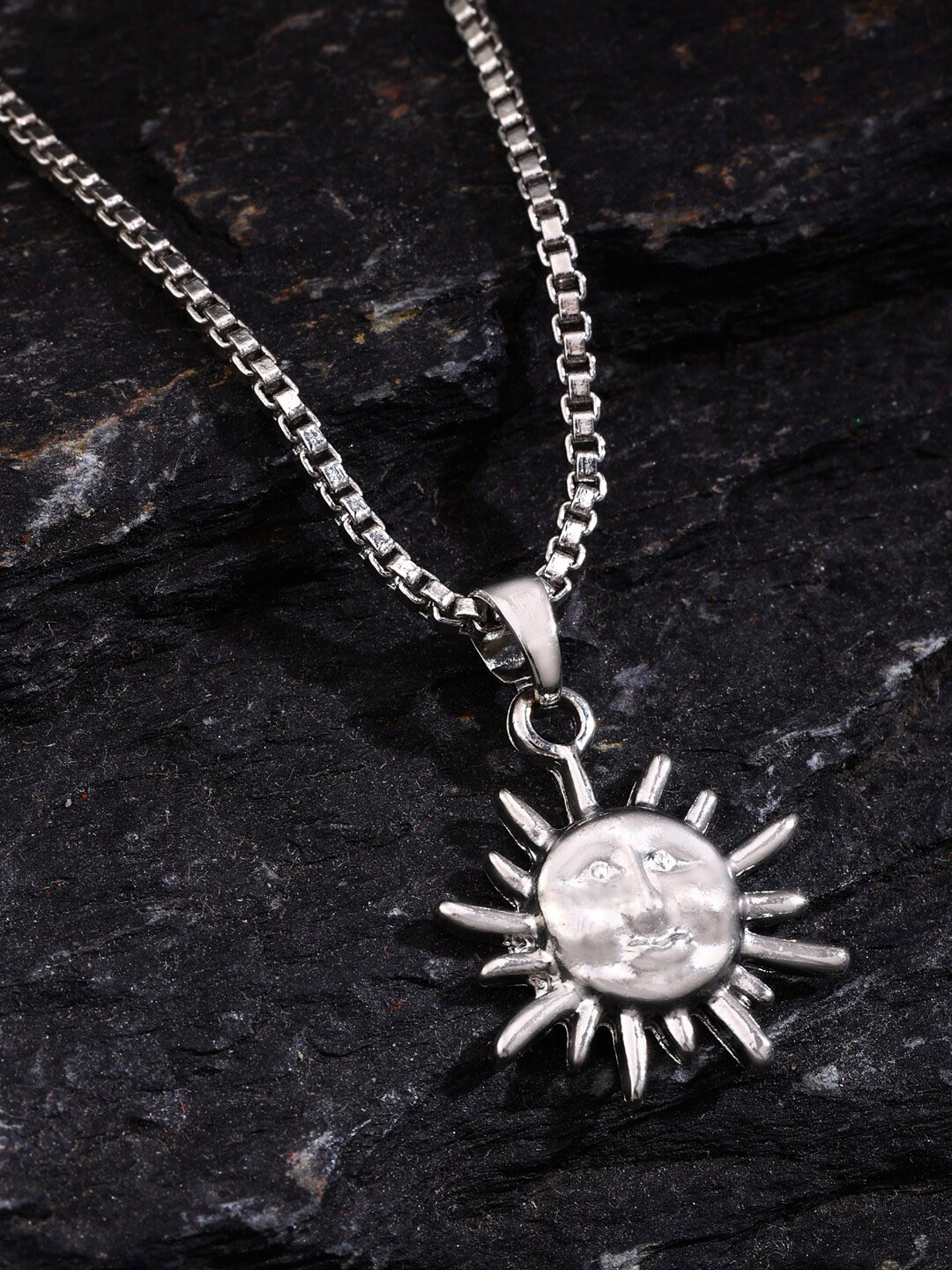 VIRAASI Silver-Plated Sun Face Pendant with Chain