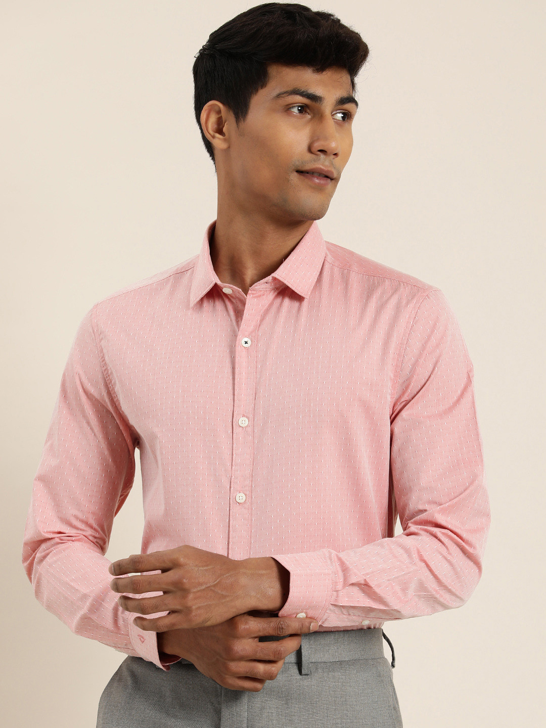 INVICTUS Men Coral Original Slim Fit Opaque Formal Shirt