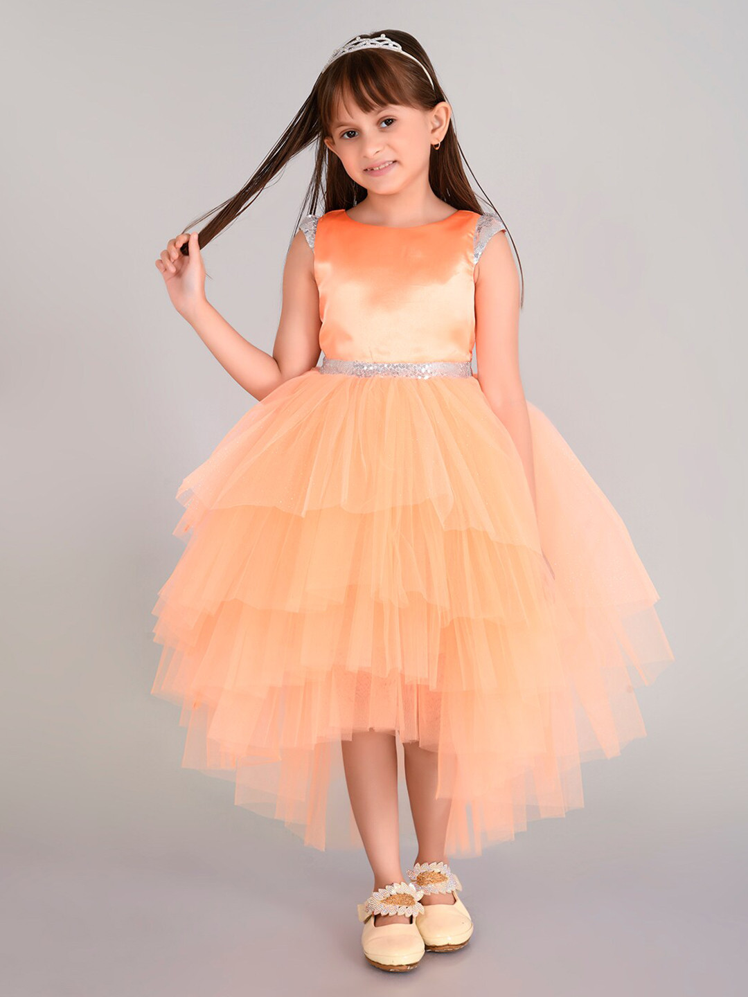 Toy Balloon kids Girls Cap Sleeves Sequined Detailed Fit & Flare Midi Dress