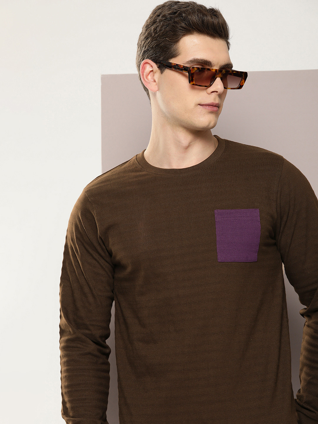 DILLINGER Men Jacquard Structure Self Design Regular Fit T-shirt