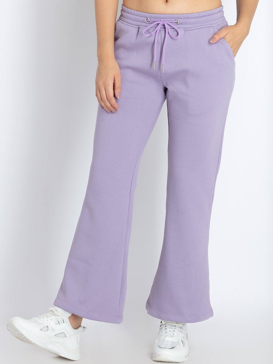 Status Quo Women Mid-Rise Wide Leg Track Pants