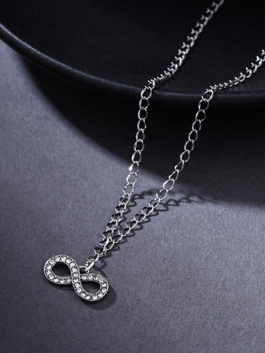 VIRAASI Rhodium-Plated Infinity Pendant with Chain