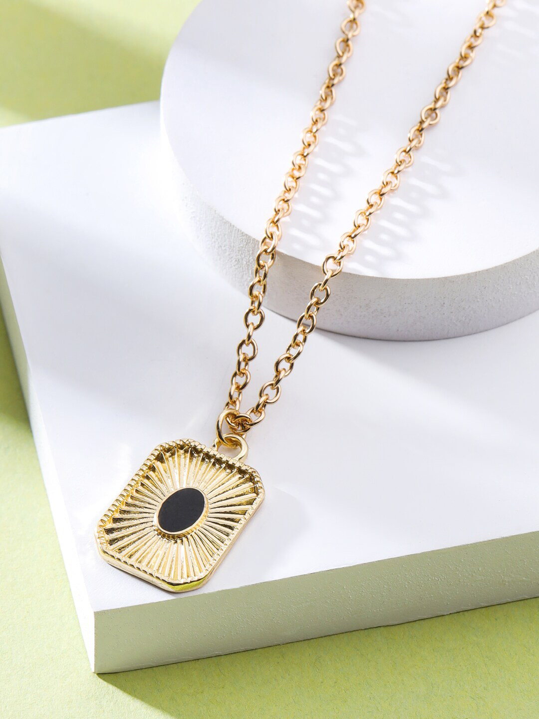 VIRAASI Gold-Plated Enamel Square Pendant Chain