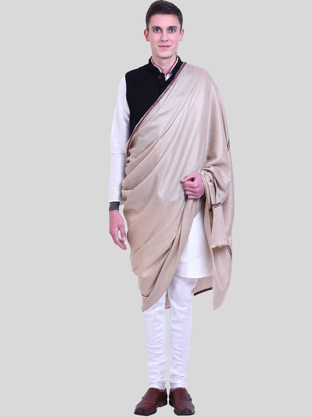 SWI Stylish Hand Embroidered Pure Wool Shawl