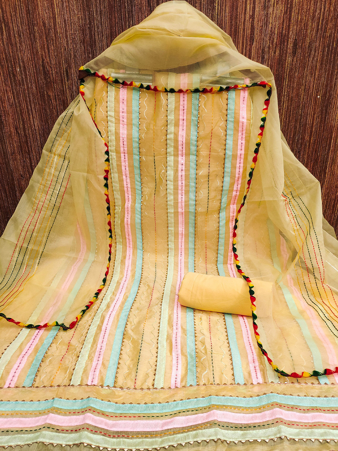 MANVAA Embroidered Chanderi Cotton Unstitched Dress Material