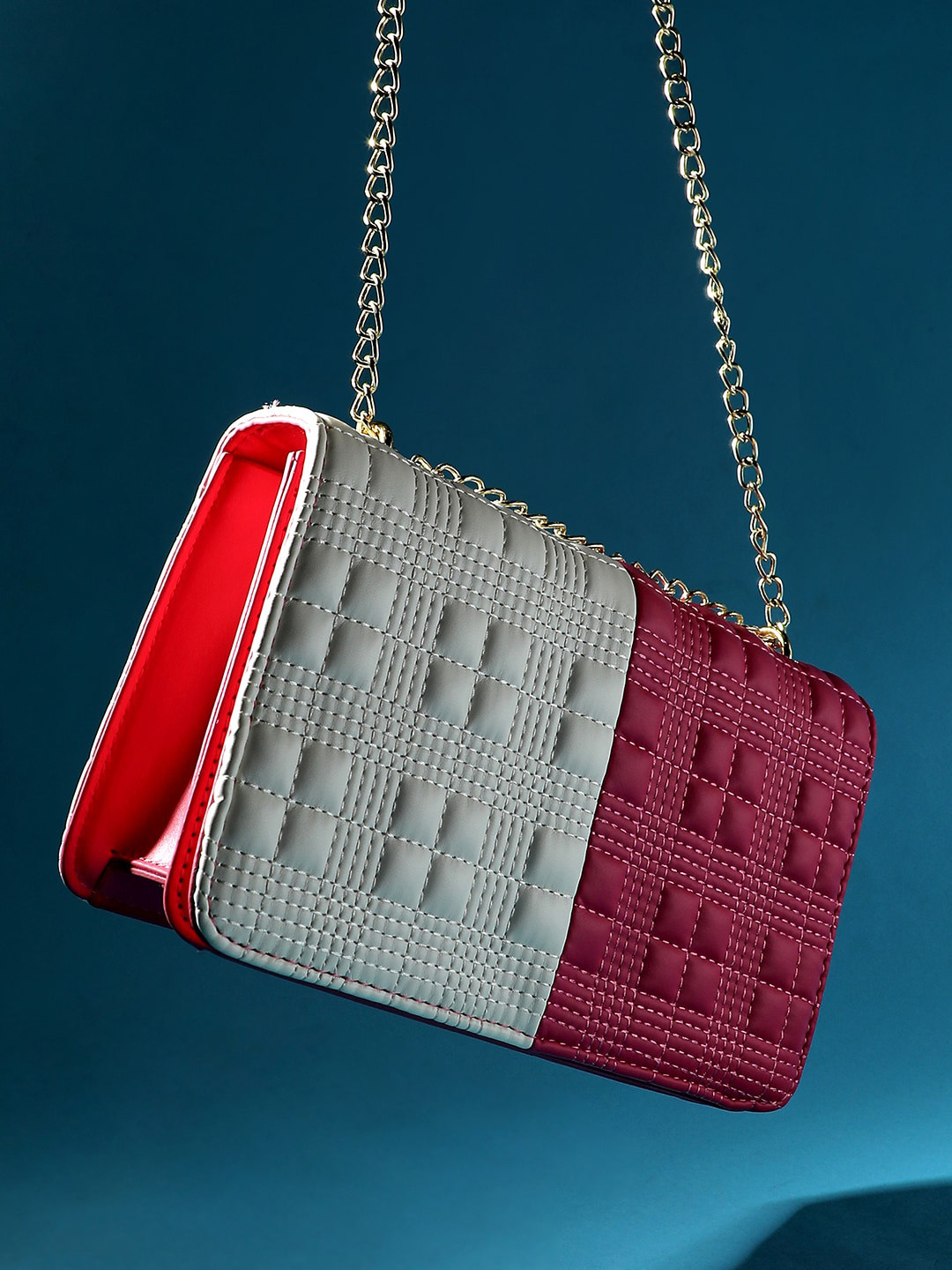 HAUTE SAUCE  Textured Structured Sling Bag With Quilted