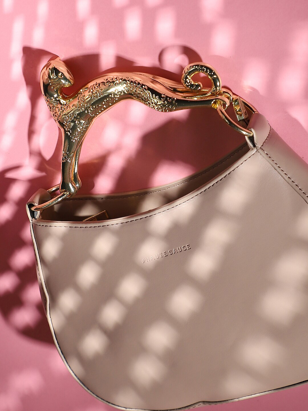 HAUTE SAUCE Jaguar Solid Synthetic Leather Small Structured Handheld Bag