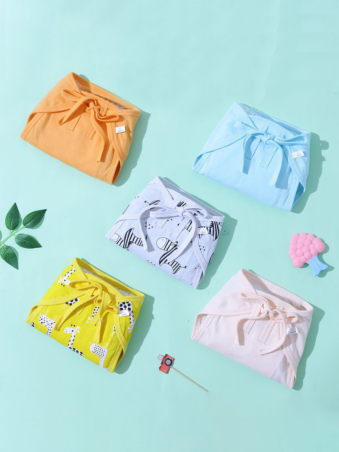 Snugkins Set of 5 Printed Small Size Cotton Nappy - Multicolor