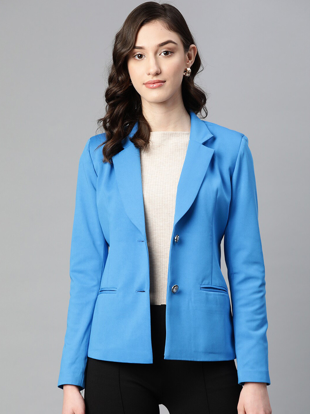 WESTCLO Notched Lapel Slim-Fit Single-Breasted Blazer