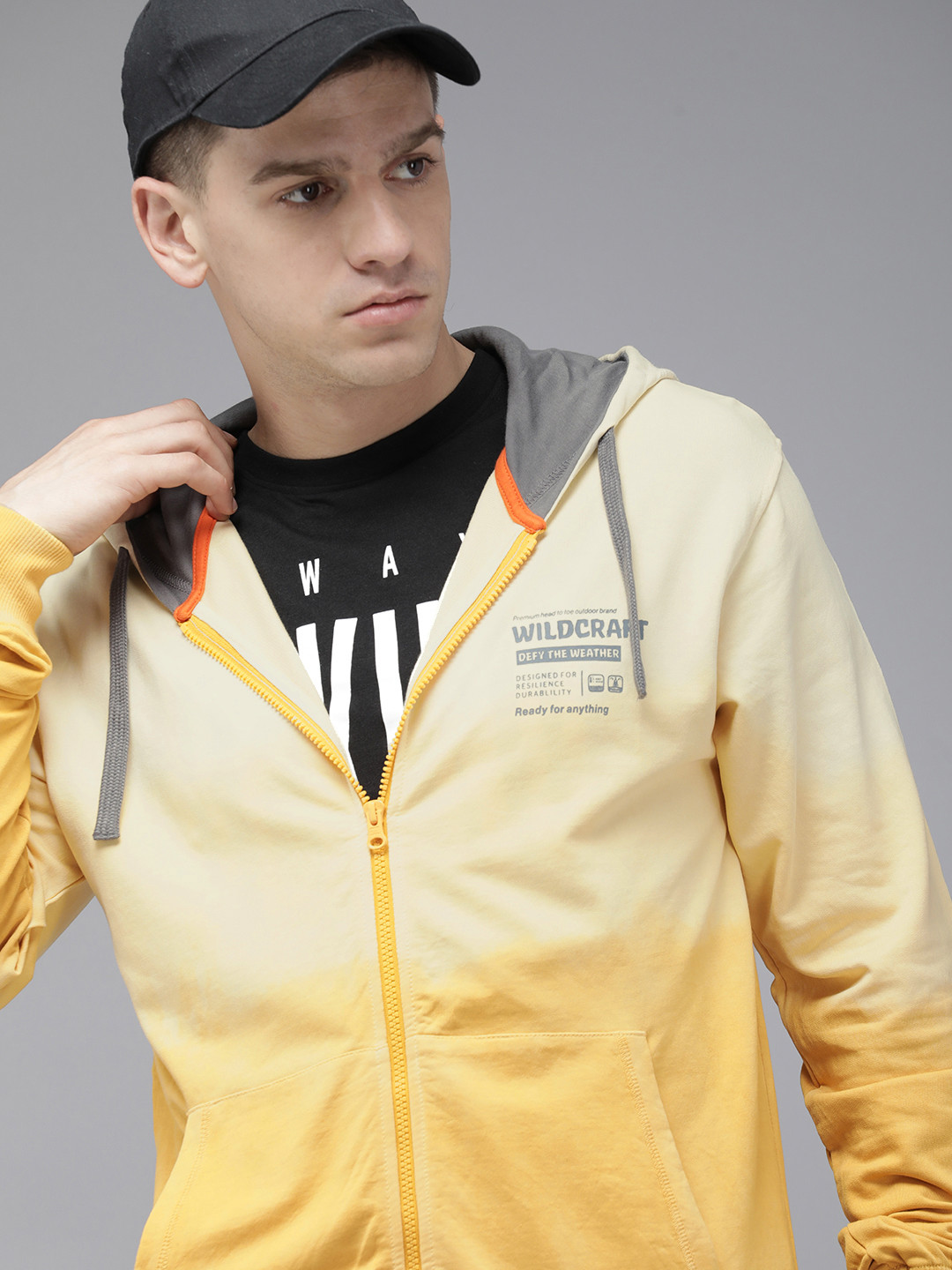 Wildcraft Pure Cotton Dyed Front Open Hooded Sweatshirt