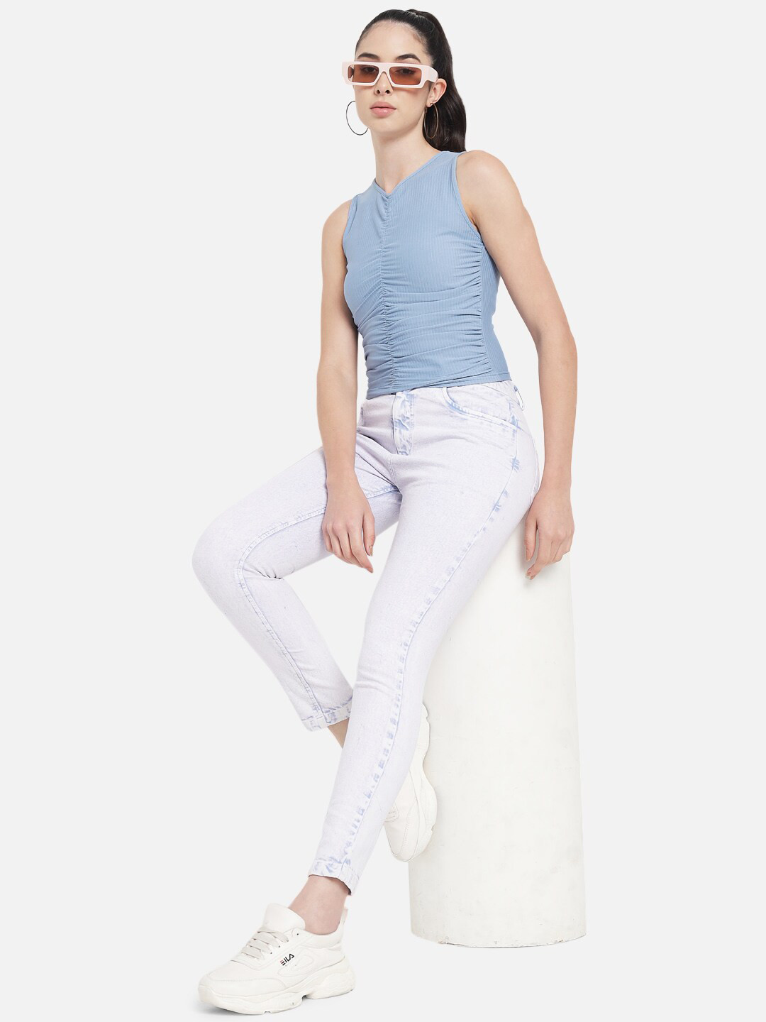 Chemistry Women Blue Skinny Fit High-Rise Low Distress Non Stretchable Jeans