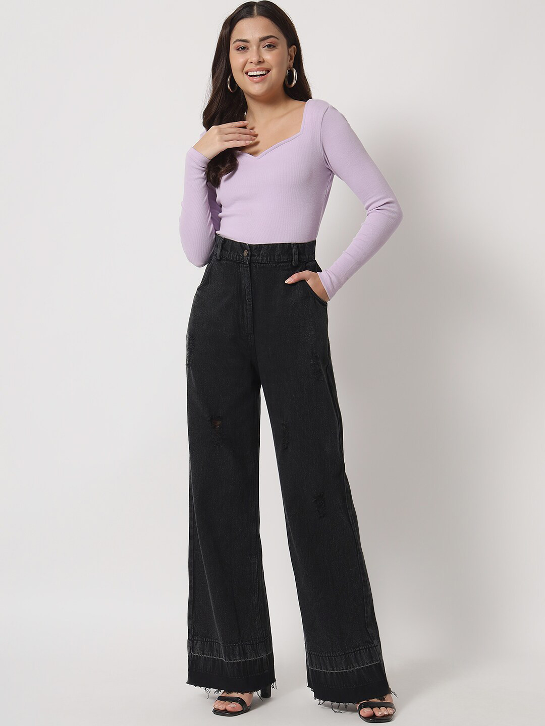 Chemistry Women Flared High-Rise Mildly Distressed Non Stretchable Jeans