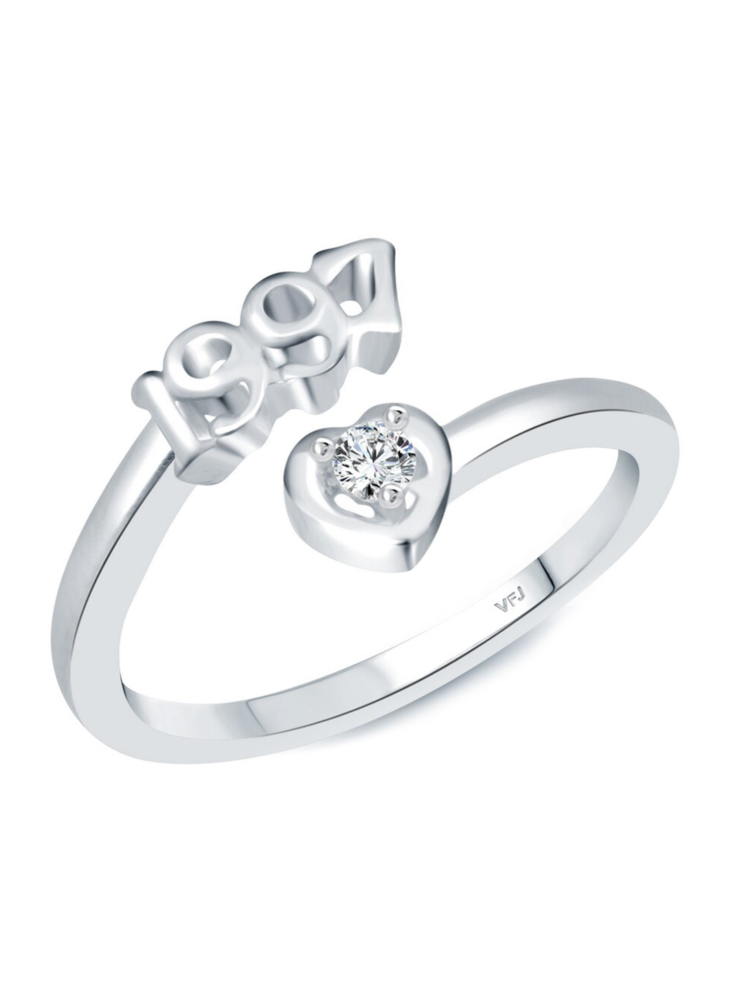 Vighnaharta Rhodium-Plated CZ-Studded & 1997 Numbers Adjustable Finger Ring