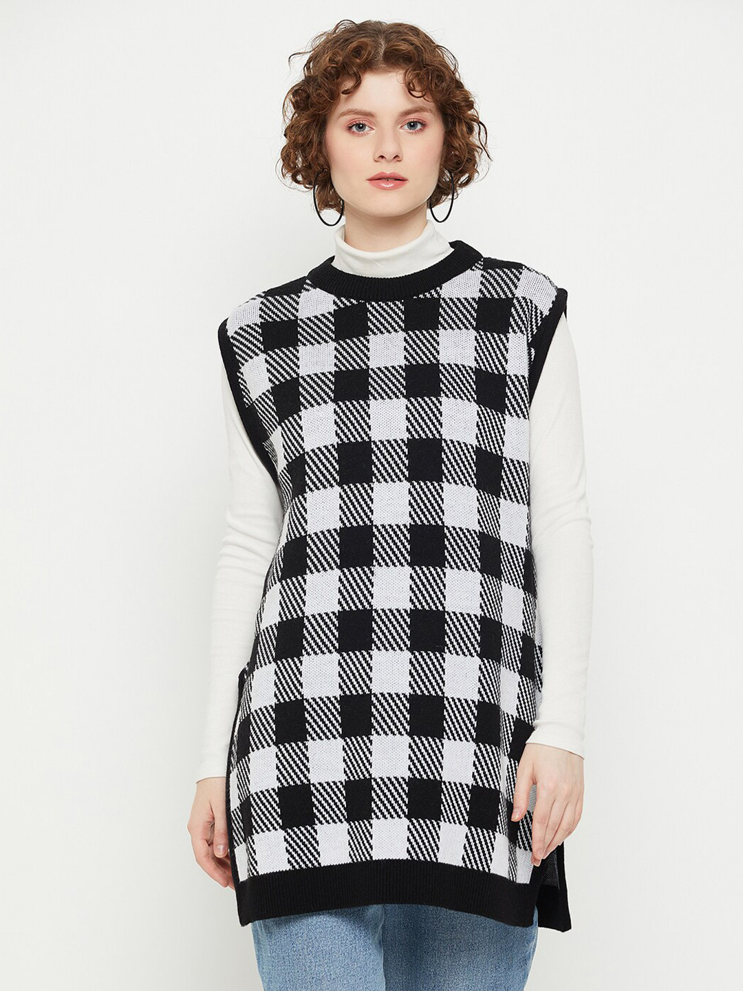KASMA Checked Woollen Sweater Vest