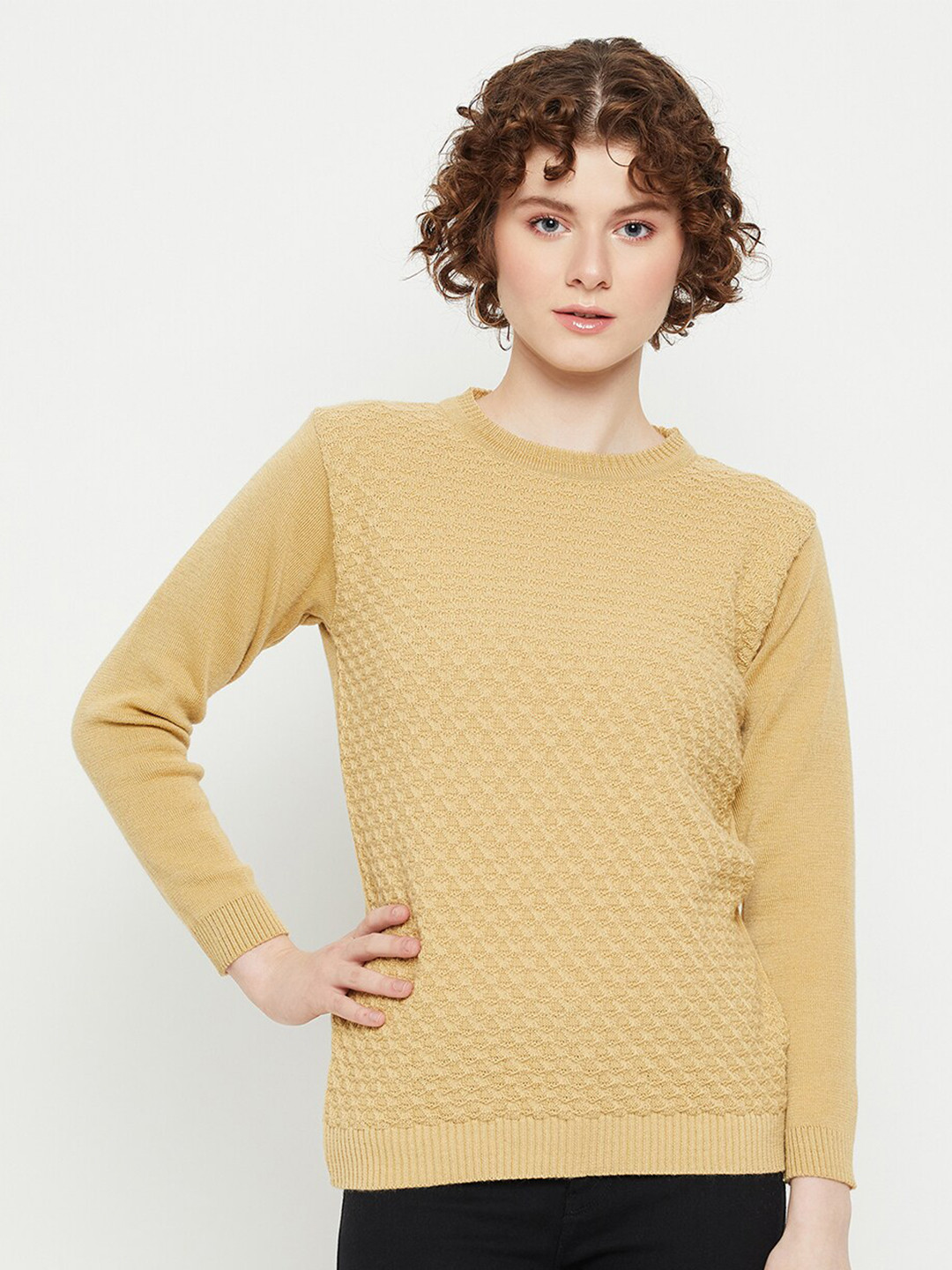 KASMA Cable Knit Wool Pullover Sweater