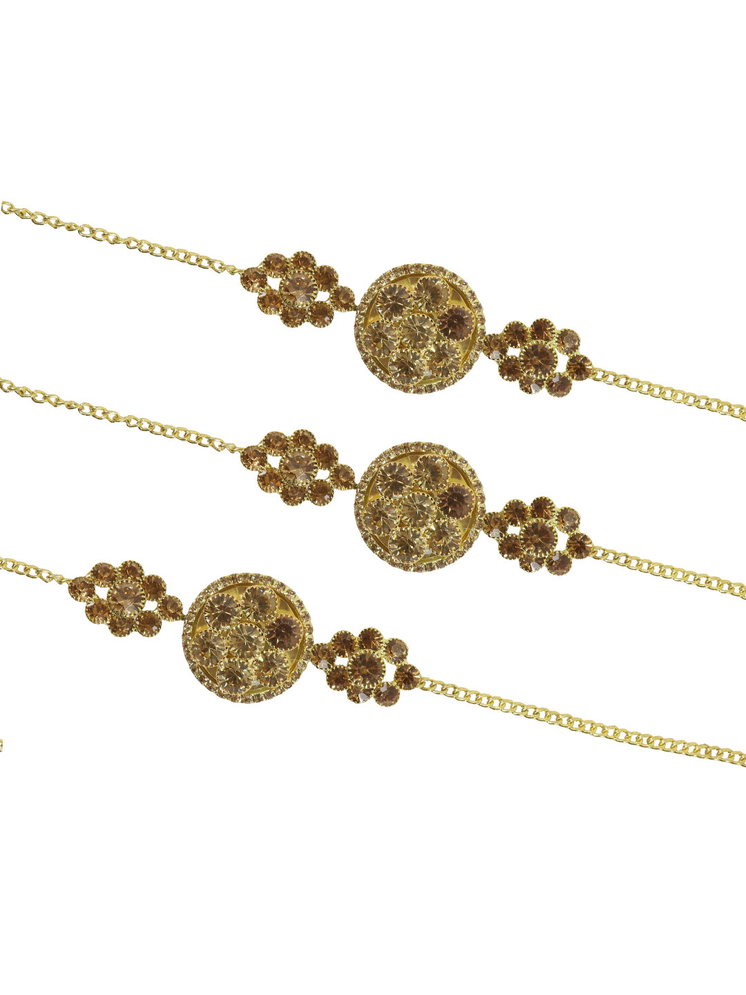 NMII Men Set Of 3 Gold Plated Zircon Gemstone-studded Rakhi