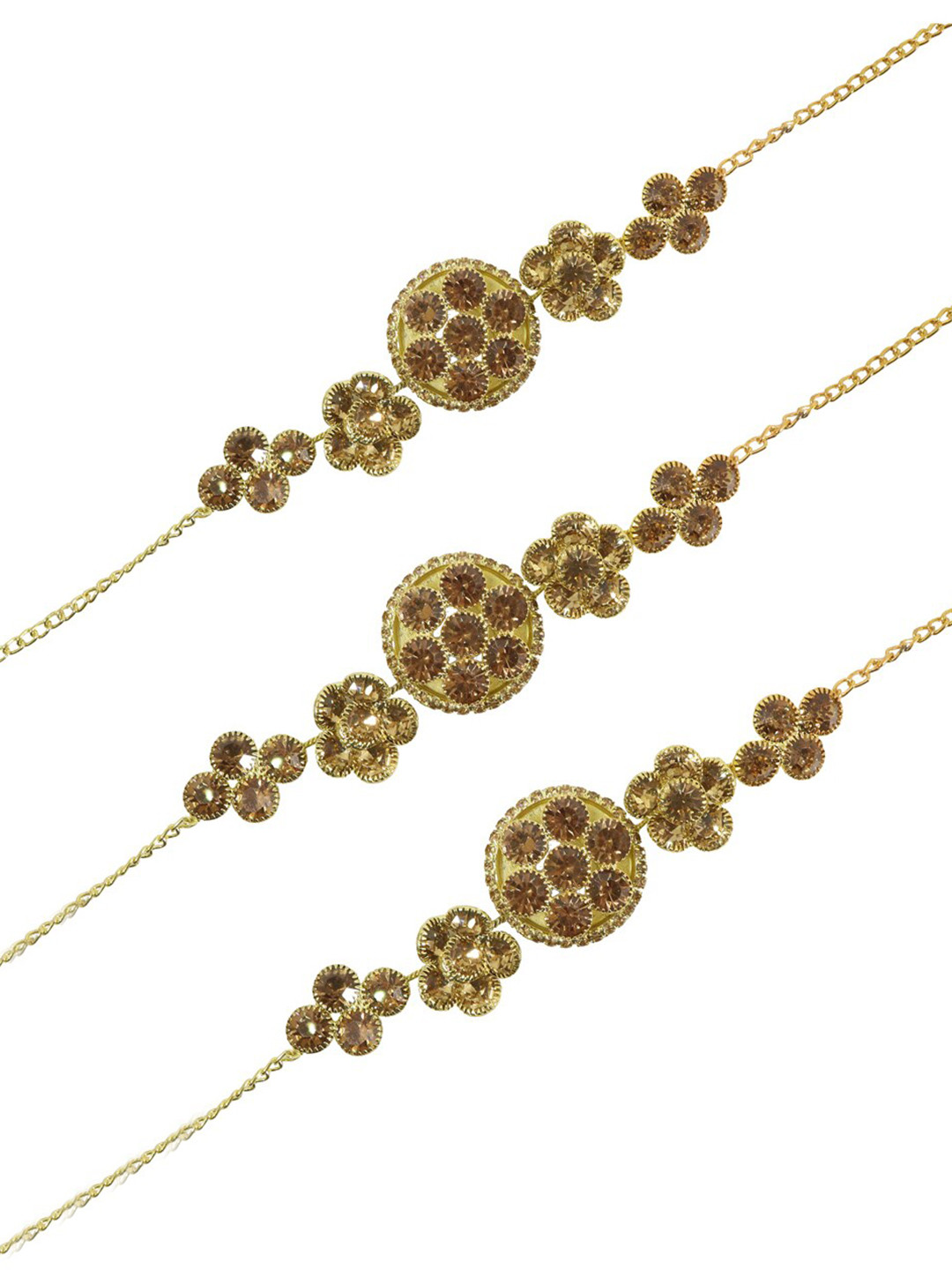 NMII Pack Of 3 Gold-Plated Stone Studded Rakhis