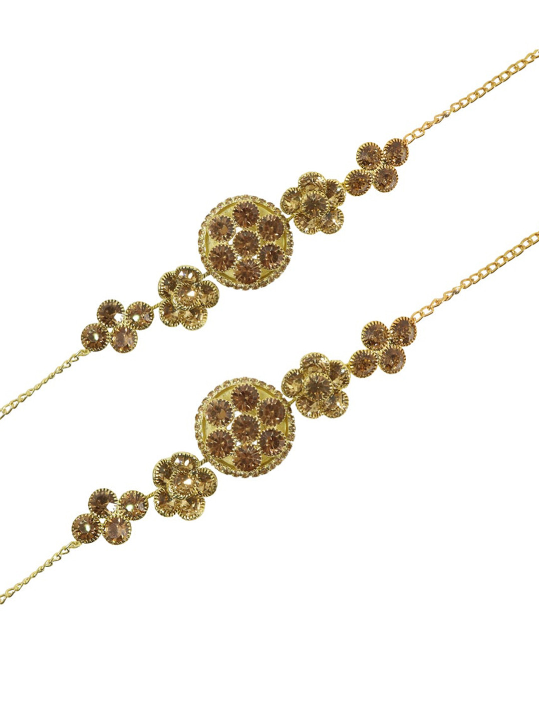 NMII Pack Of 2 Gold-Plated Stone Studded  Bracelet Rakhi