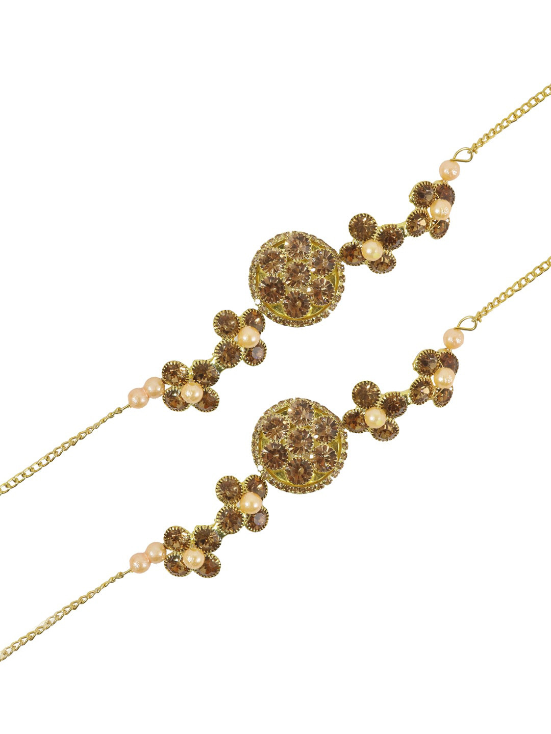 NMII Pack Of 2 Gold-Plated Stone Studded Rakhis