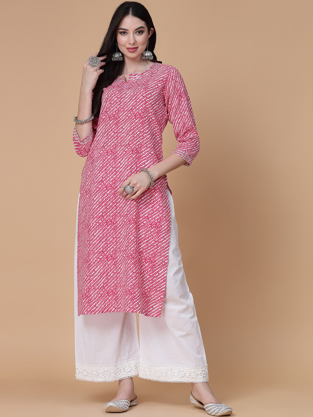 God Bless Lehariya Printed Gotta Patti Straight Kurta