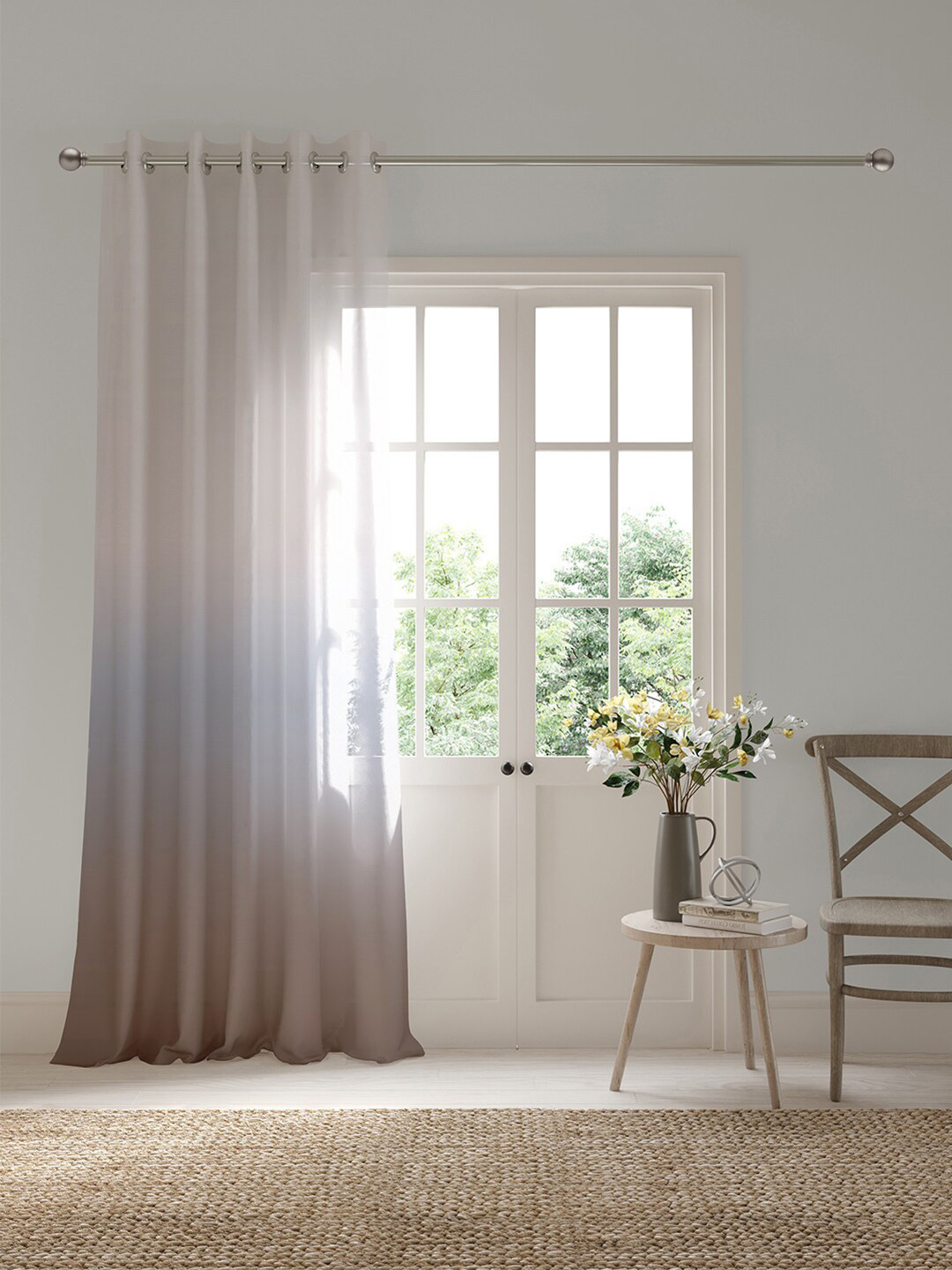 DDecor Blue & Pink Sheer Long Door Curtain