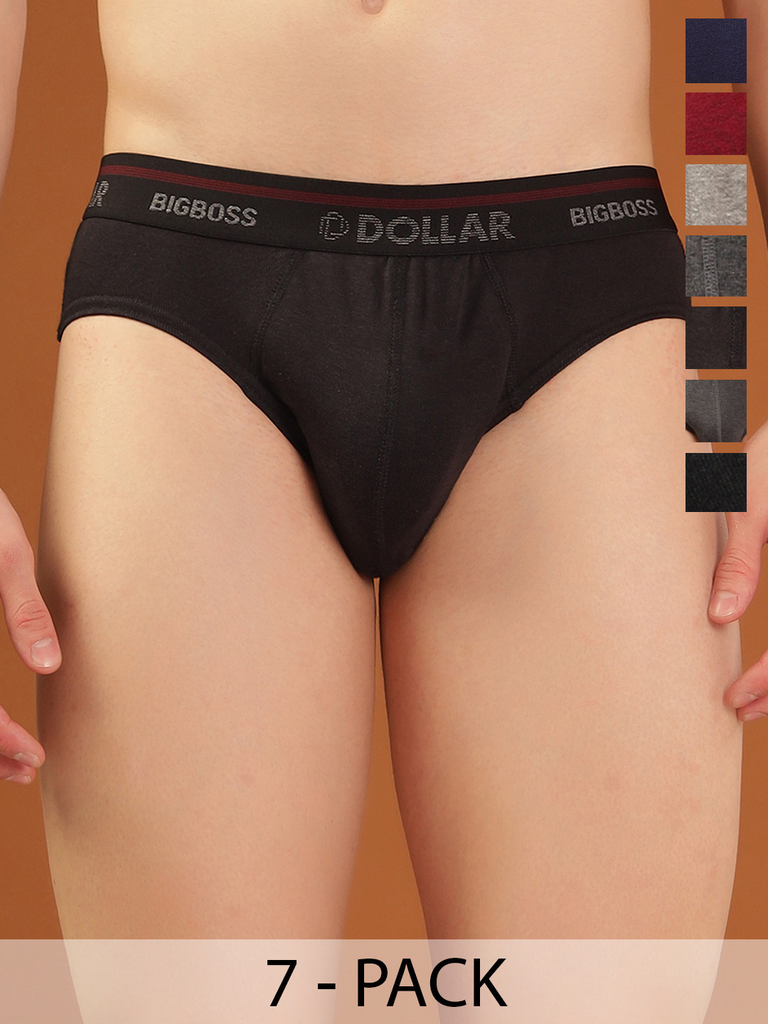 Dollar Bigboss Men Solid Pack of 7 Cotton Superior Snug Fit Brief