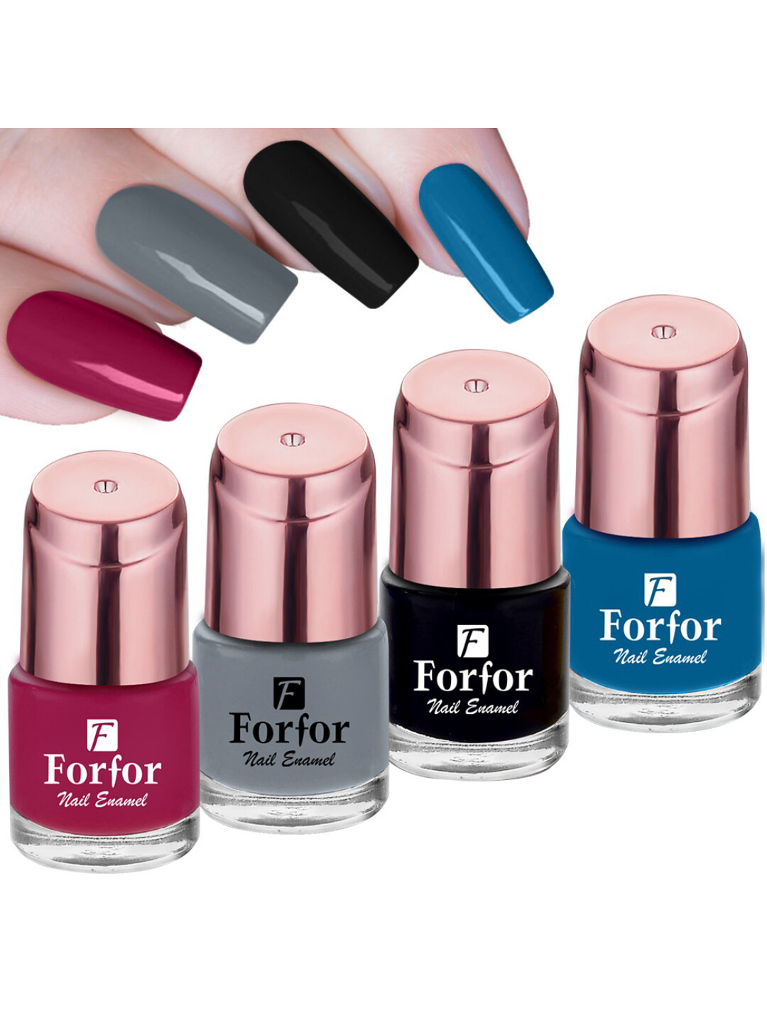 FORFOR Rose Gold Set Of 4 Rose Perfect Stay Nail Polish - 6ml Each - 101-110-118-112