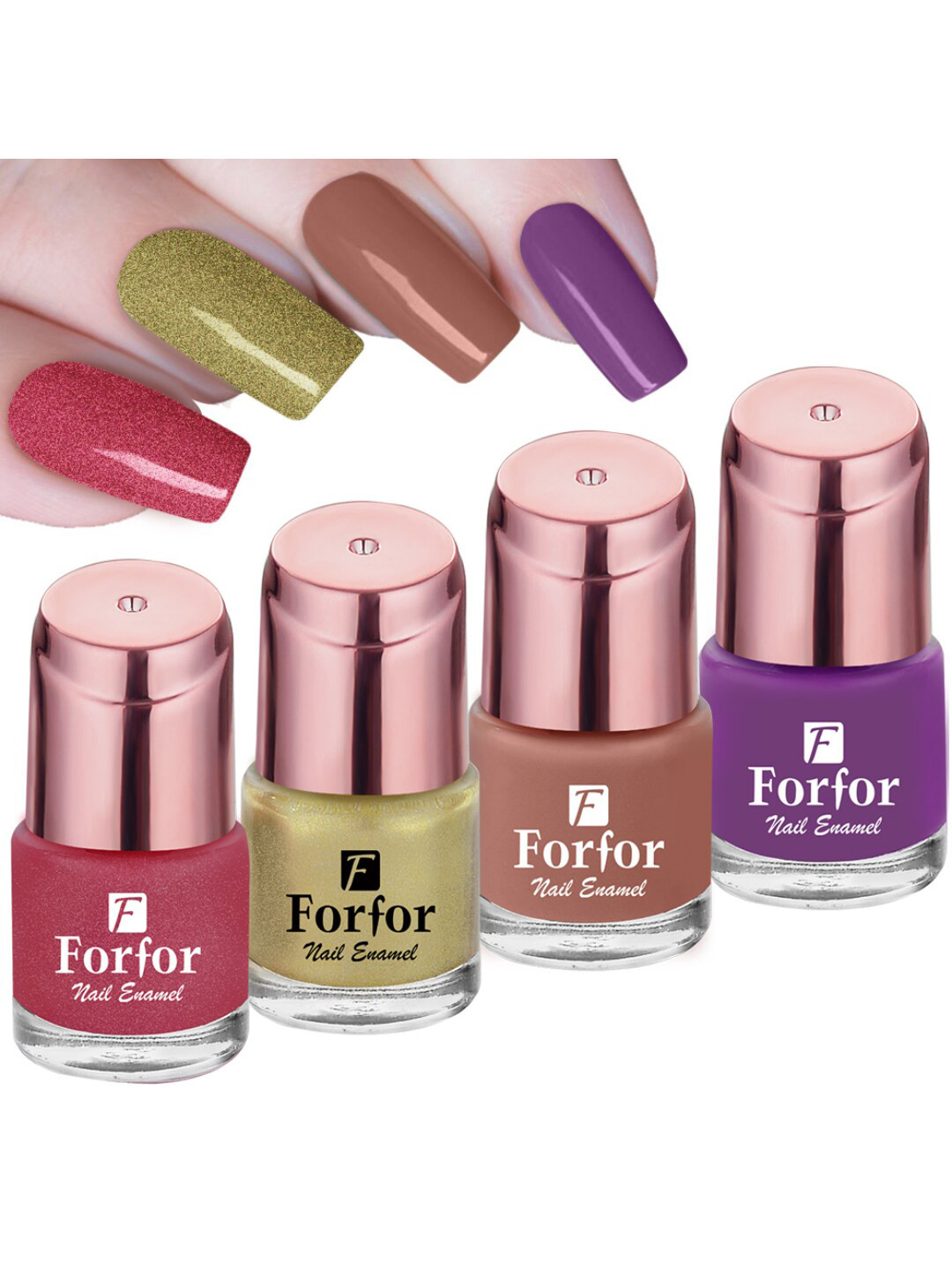 FORFOR Rose Gold Set Of 4 Rose Perfect Stay Nail Polish - 6ml Each - 108-104-103-109