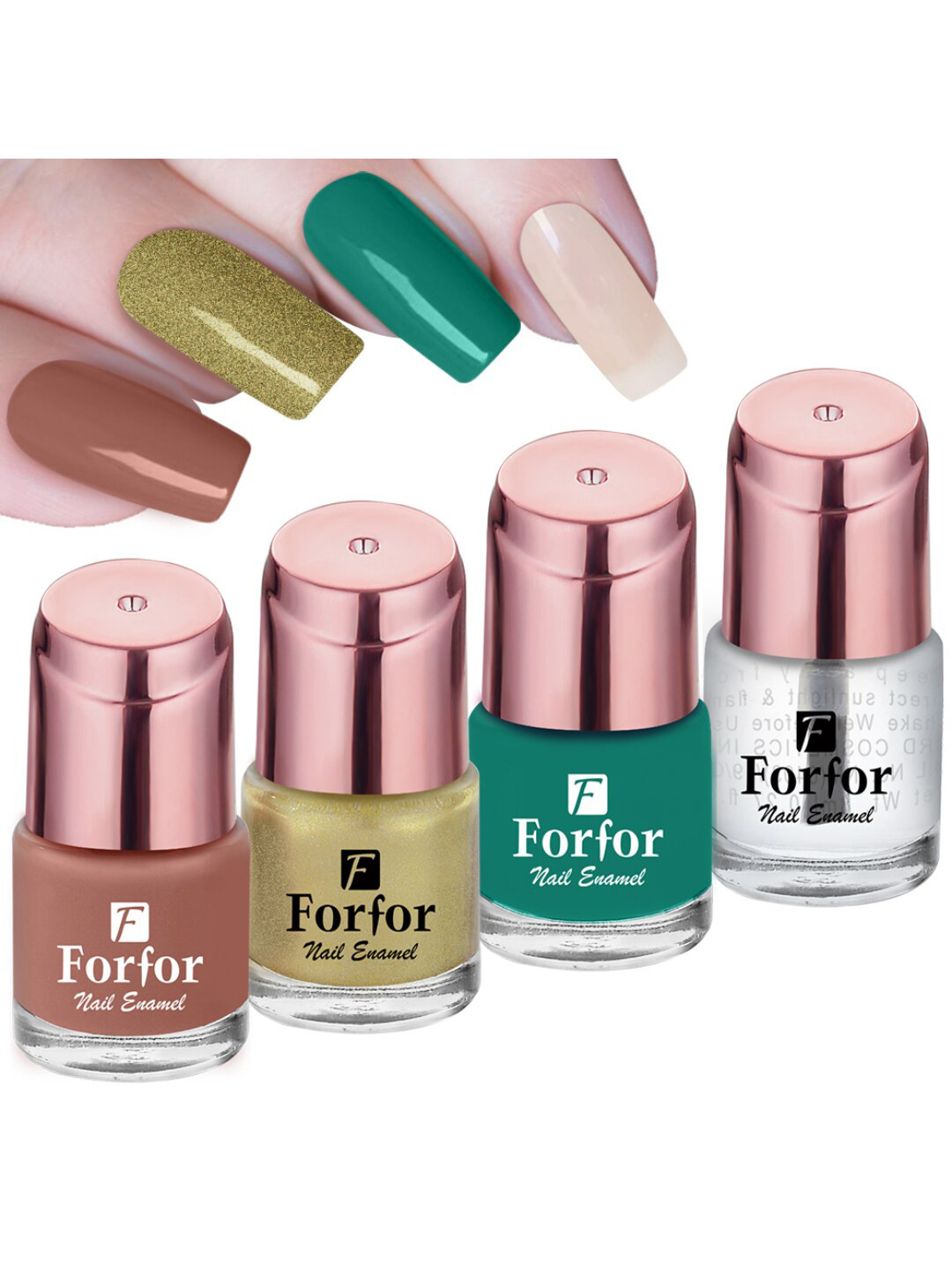 FORFOR Rose Gold Set Of 4 Rose Perfect Stay Nail Polish - 6ml Each -  103-104-113-114