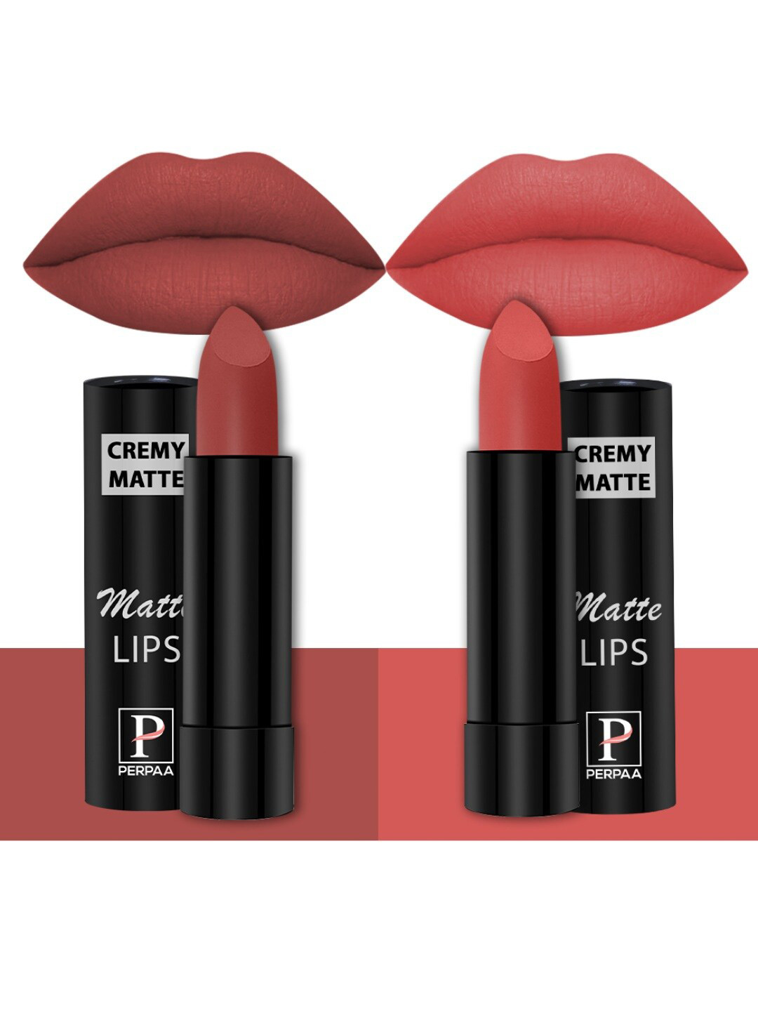 PERPAA Set of 2 Creamy Matte Bullet Lipstick 3.5g Each - Rust Orange 73 & Velvet Orange 93