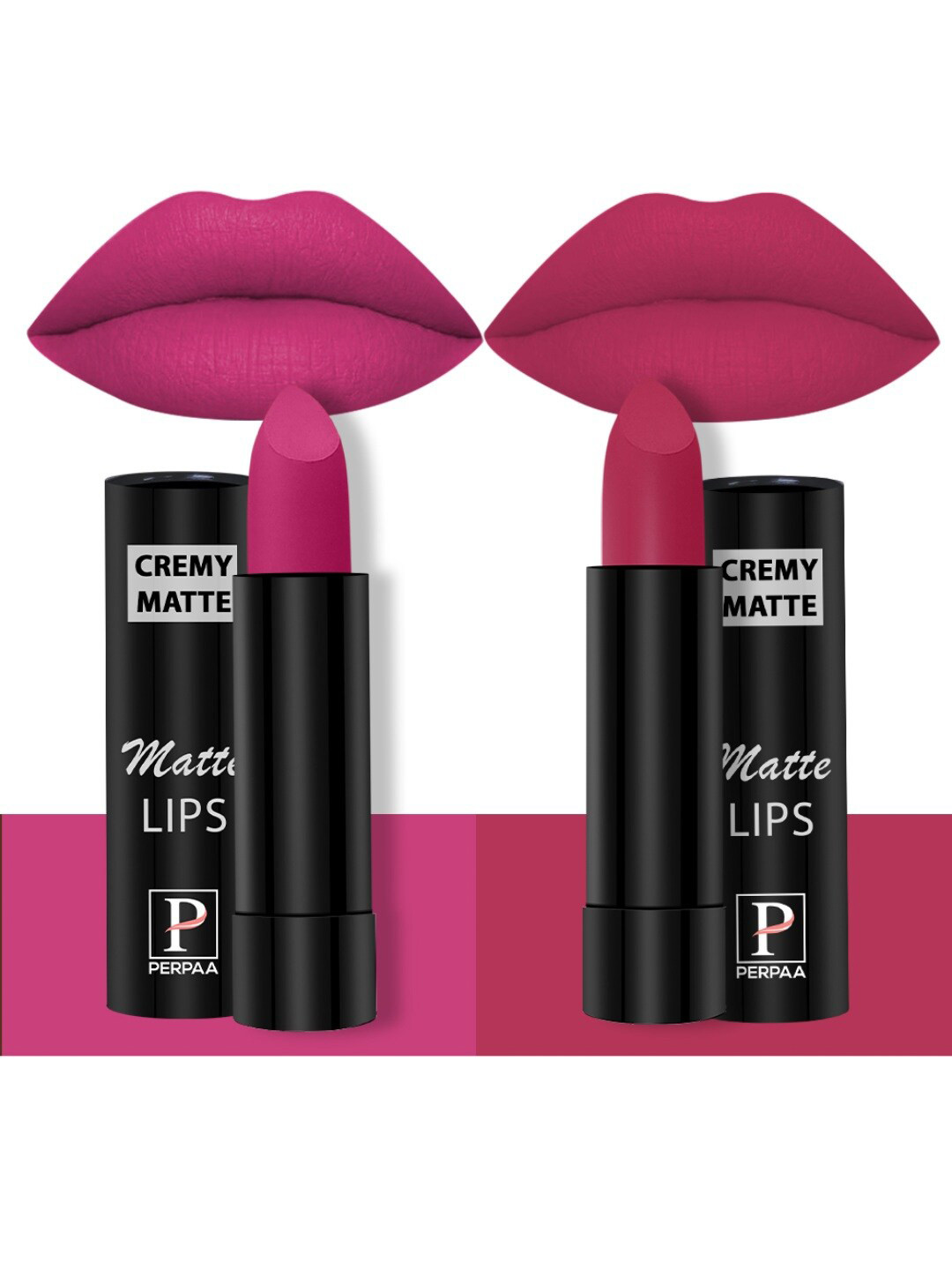 PERPAA Creamy Matte Set Of 2 Long Stay Intense Lipstick - Pink Fusion 71-Strawberry Pink 9