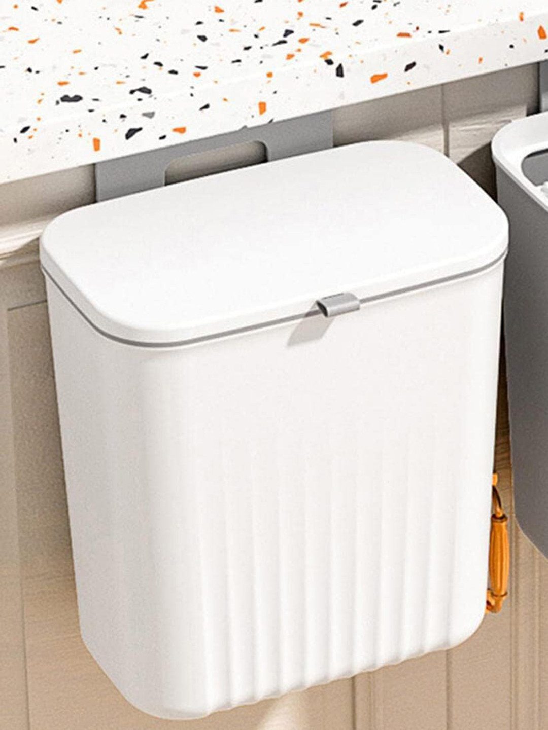 HOUSE OF QUIRK White Textured Hanging Trash Bin