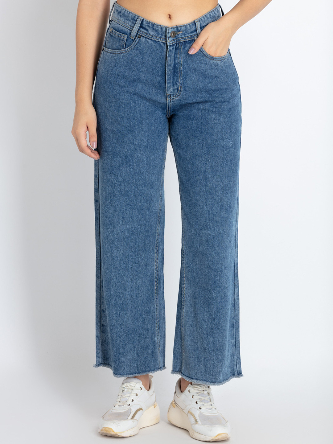 Status Quo Women Wide Leg Light Fade Jeans