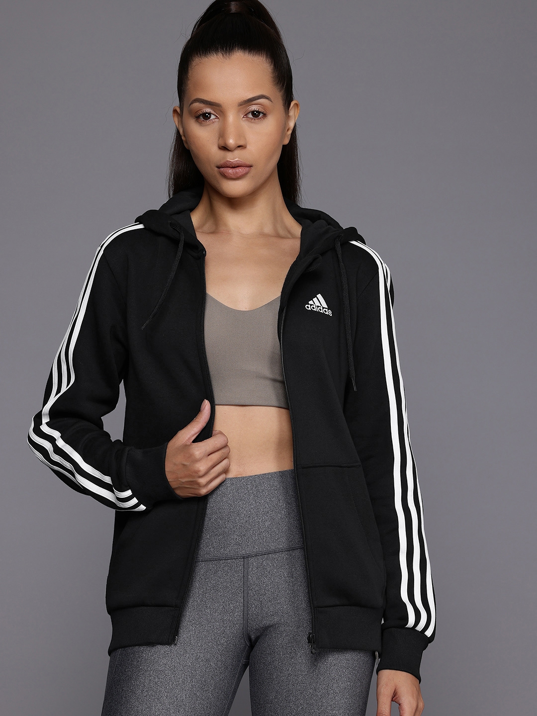 Buy ADIDAS 3 Stripes Freelift Fullzip Hooded Sporty Jacket Jackets for Women 24565606 Myntra