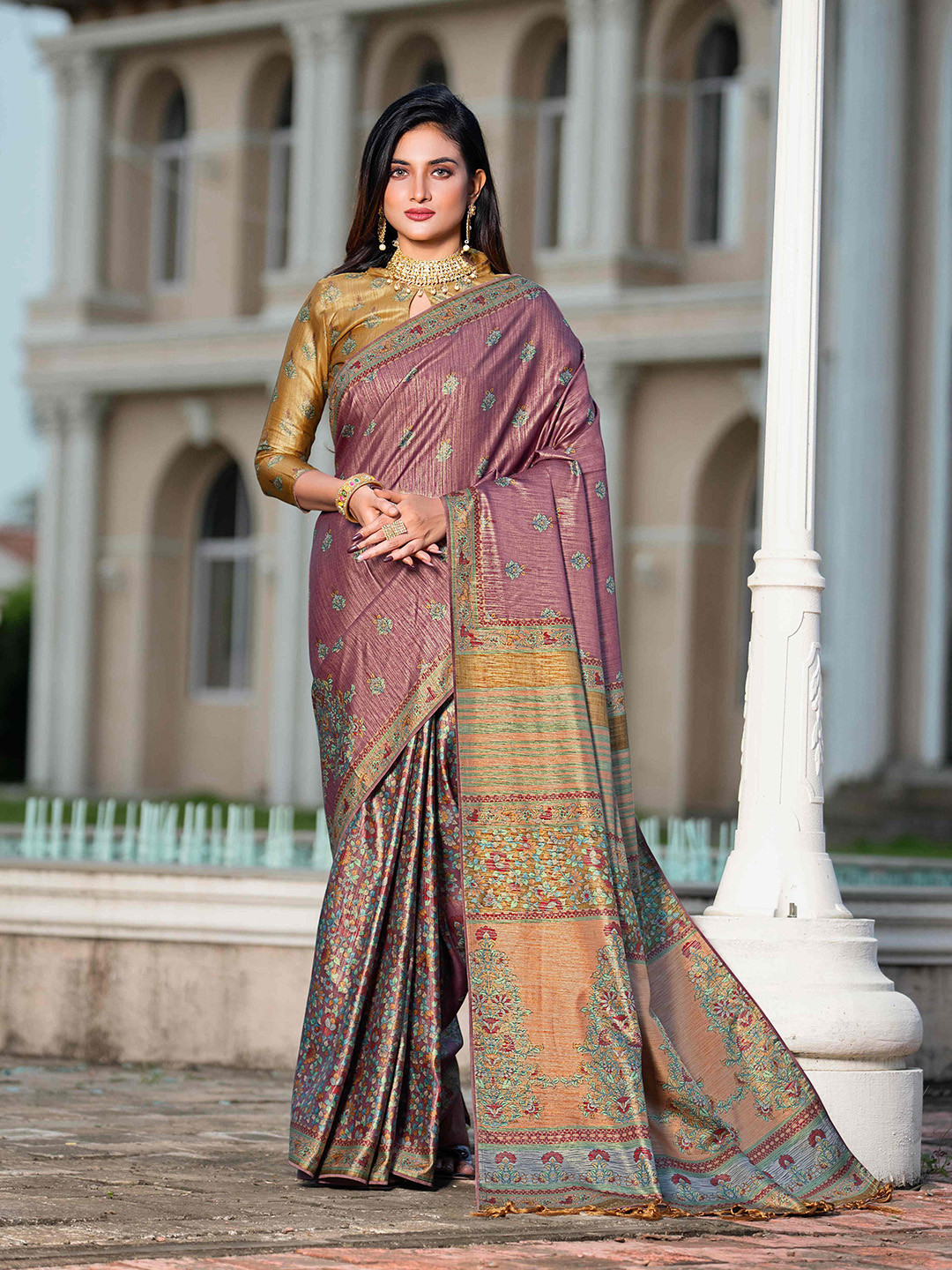 Mitera Floral Satin Saree