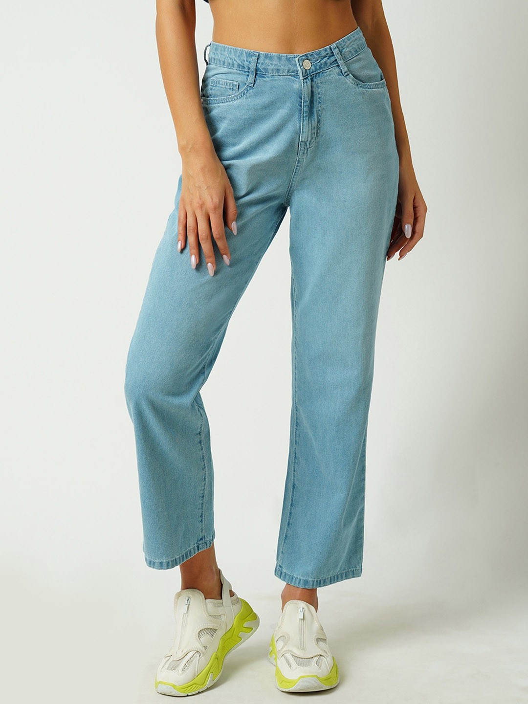 Kraus Jeans Women Straight Fit High-Rise Cotton Cropped Jeans