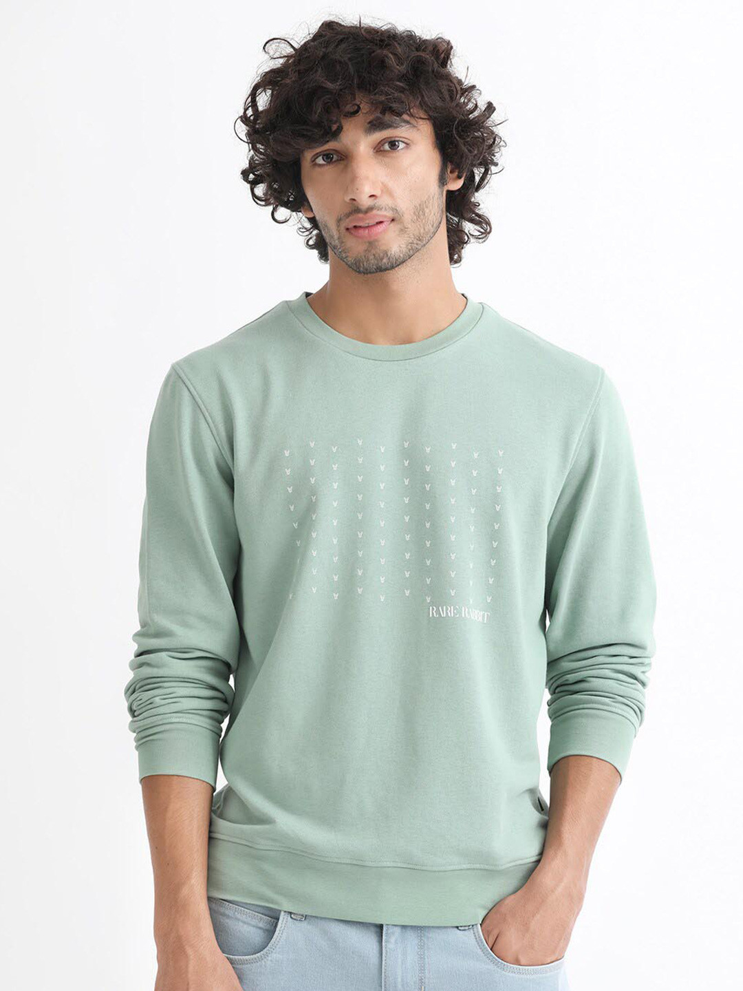 RARE RABBIT Men Gale Graphic Print Logo Sweatshirt